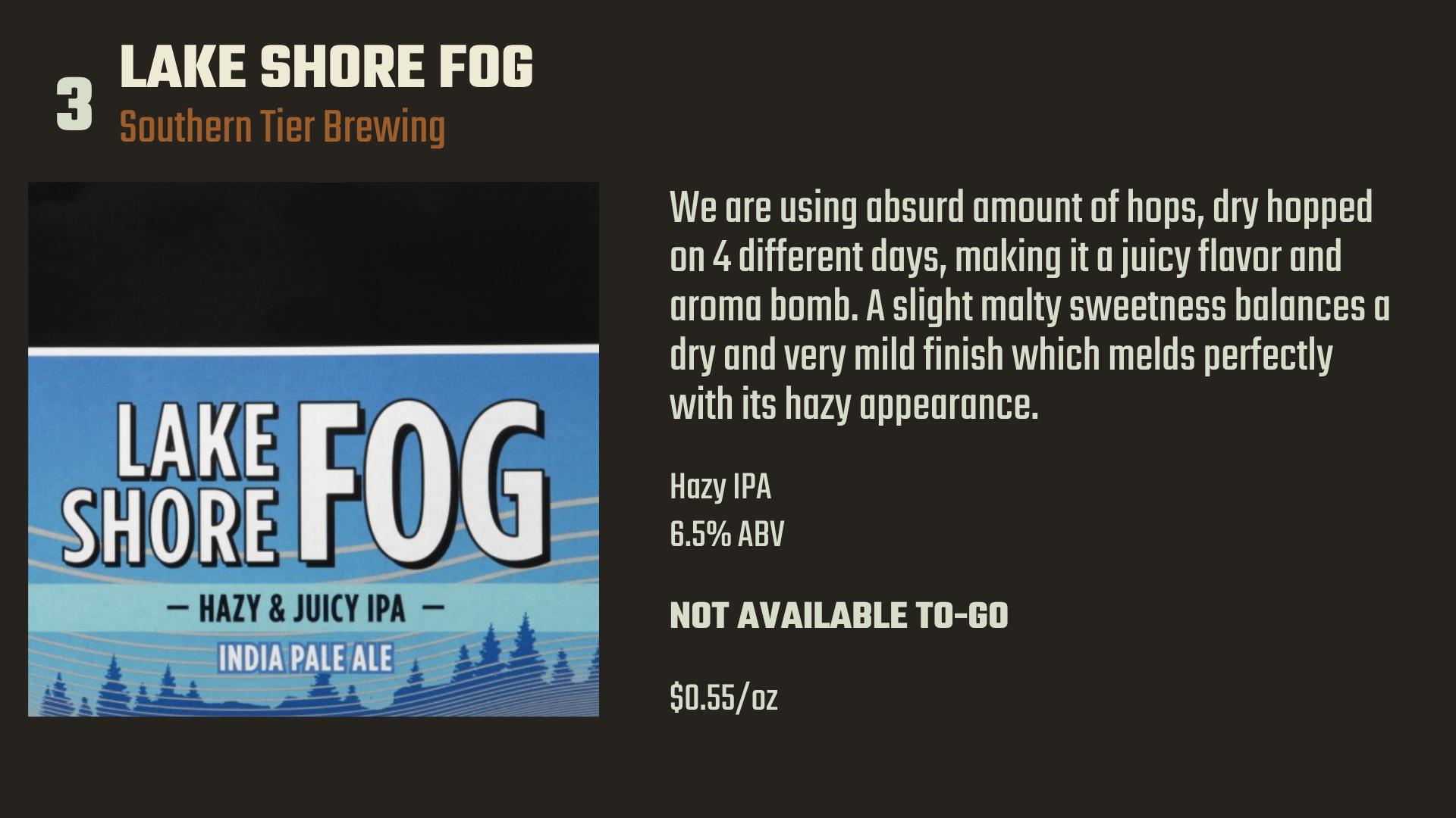 Lake Shore Fog beer